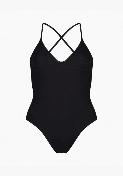 Rib underwired swimsuit black