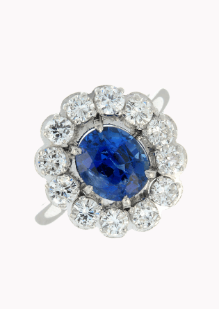 Sapphire and diamond cluster ring.