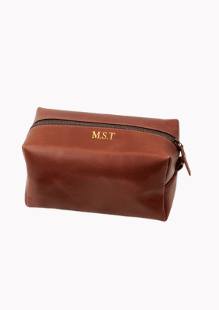 Leather Wash Bag with Personalisation