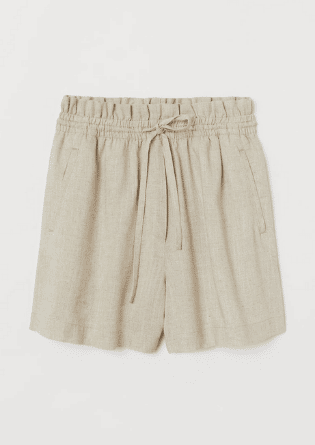 Linen-blend shorts High Waist