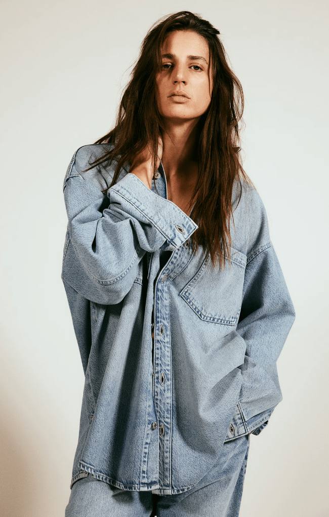 Oversized denim shirt