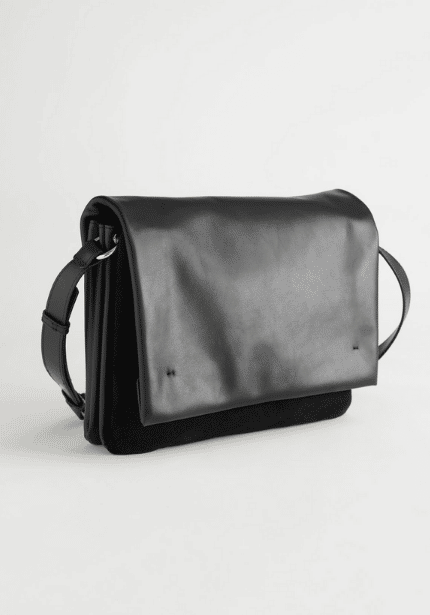 Suede Panel Leather Crossbody Bag