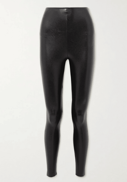 Faux stretch-leather leggings