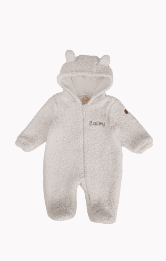 Personalised Cream Bear Pramsuit