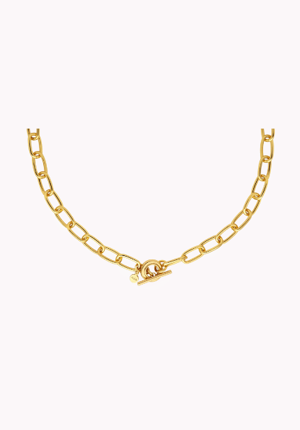 Ripple T-Bar Chunky Necklace in Gold
