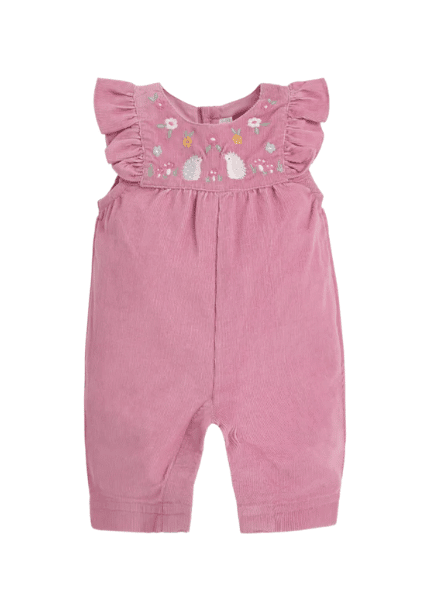 Pink Embroidery Garden Dungarees