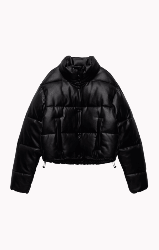 Faux Leather Puffer Jacket