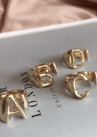 18k Gold Chunky Initial Ring