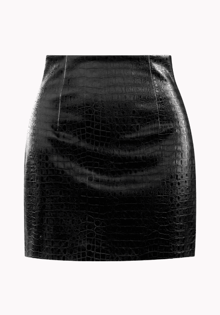 Croc-effect Faux Leather Mini Skirt