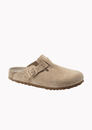 Boston Taupe Natural Suede Clogs