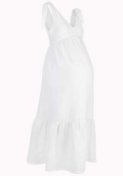 Summer Organic Cotton Breastfeeding Maxi Dress - Cream