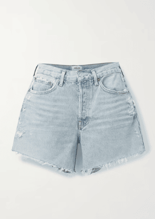  Long Parker distressed organic denim shorts