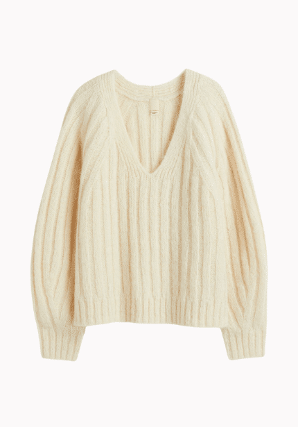 Cream Ribbed wool jumper