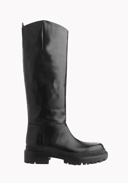 High-Shaft Chunky Leather Boots