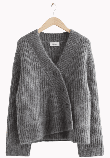 Relaxed Overlap Wool Cardigan