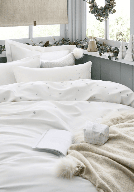 Brushed Embroidered Star Duvet Cover and Pillowcase Set