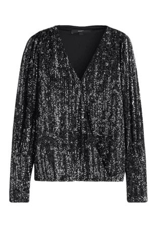 Long Sleeve V-Neck Wrap Party Blouse