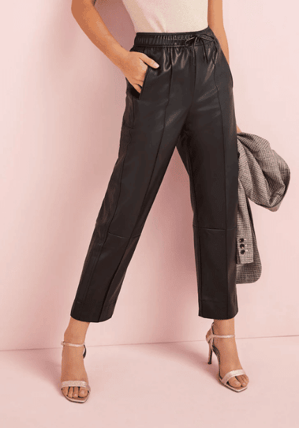 PU Faux Leather Taper Trousers