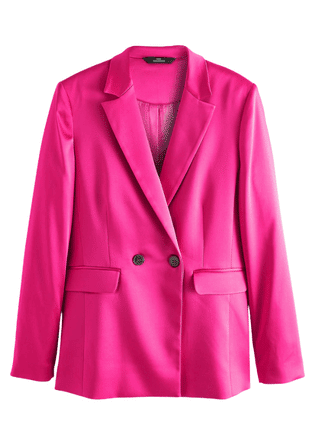 Pink Satin Double Breasted Relaxed Blazer