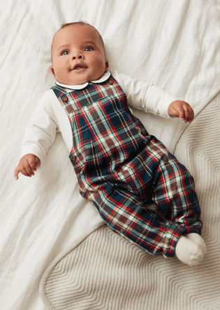 Woven Check Smart Baby Dungaree And Bodysuit Set