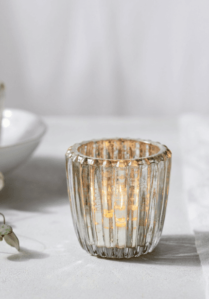 Small Ribbed Mercury Tealight Holder