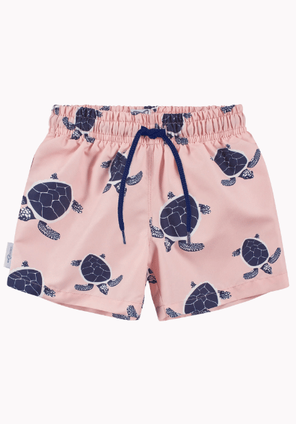 Boys Turtle Peach & Navy Swim Shorts