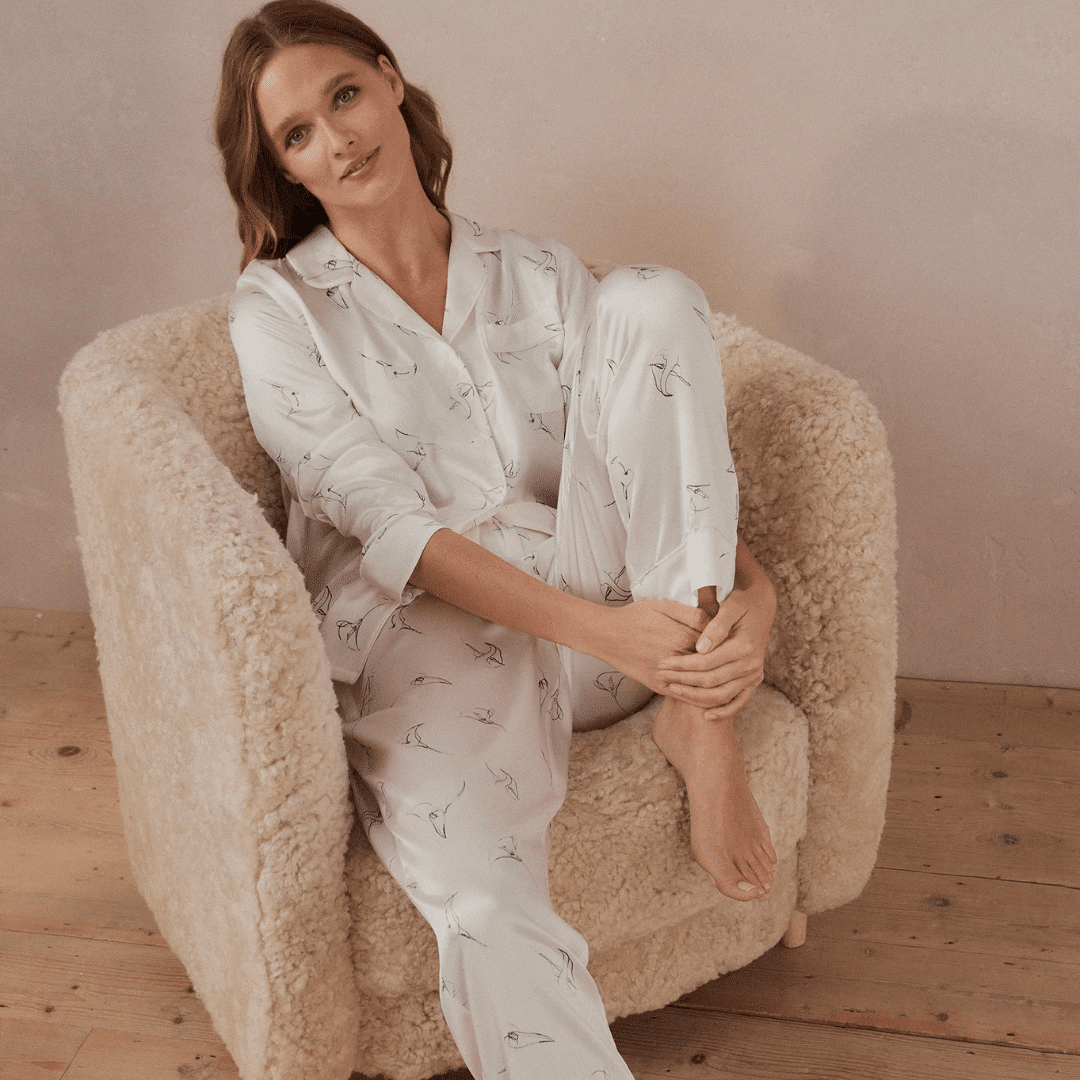 Lily-Print Silk Pyjamas