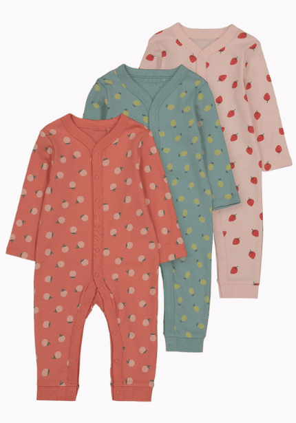 Fruit Print Sleepsuits 3 Pack