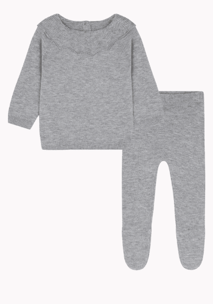 Mini Hinch Grey Frill knitted Cashmere Set