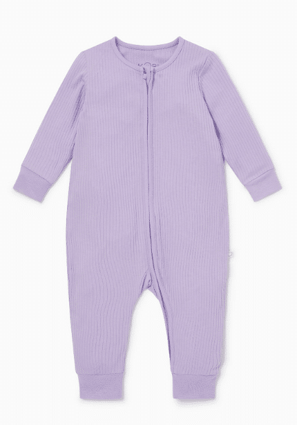 Lilac Ribbed Clever Zip Sleepsuit