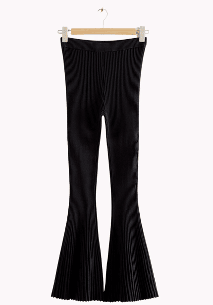Tight Ribbed Flared Trousers