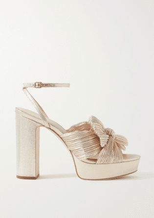 Bow-embellished plissé-lamé Platform Sandals