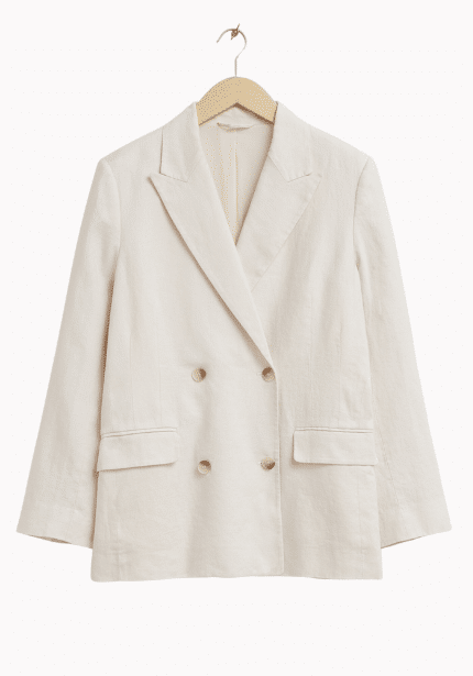 Relaxed Double-Breasted Linen Blazer