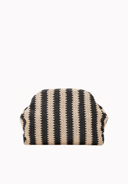 Striped Raffia Clutch Bag
