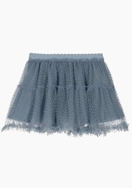 Girls Blue Dotted Tulle Skirt