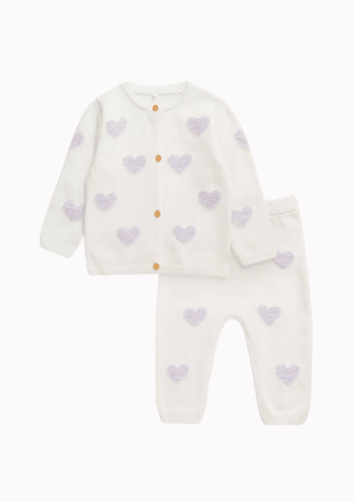 Heart Print Knitted Set