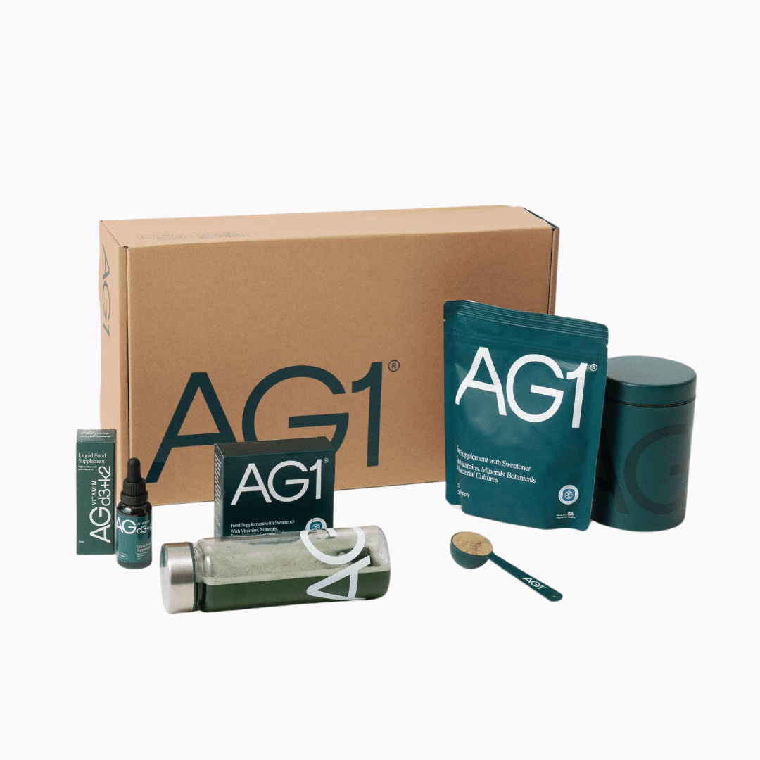 Save £18 on your first AG1 single subscription and get 5 free travels packs