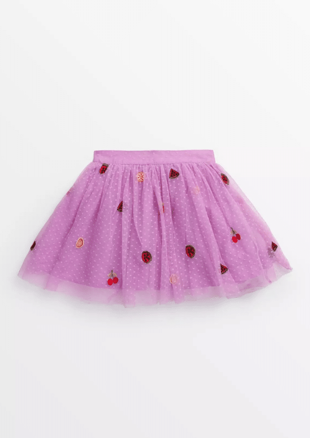Pink Fruit Applique Tutu Skirt