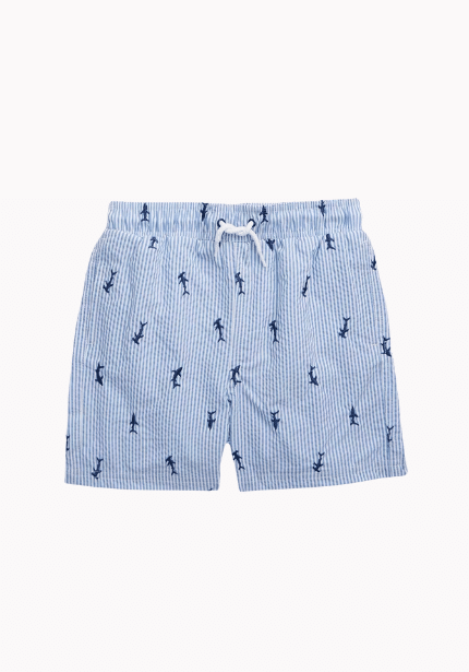 Blue Stripe Sailboat Traditional Shortie Pyjamas