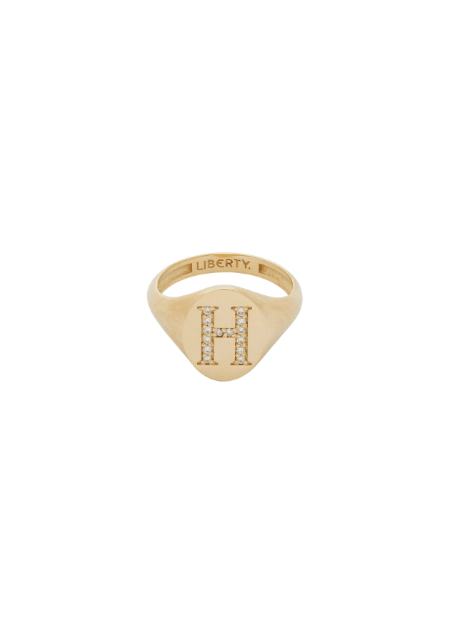 9ct Gold and Diamond Initial Liberty Signet Ring