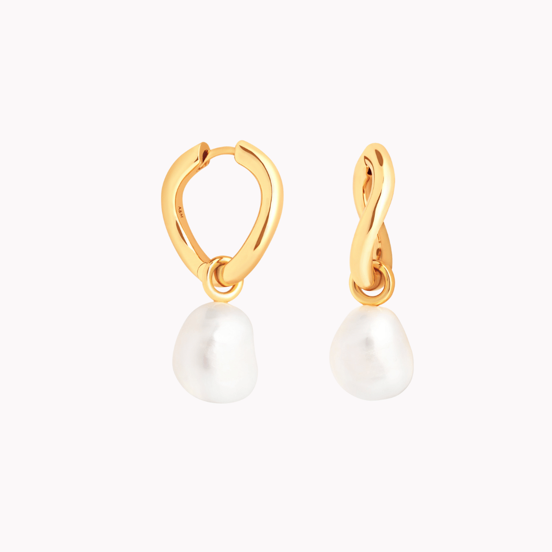 Serenity Pearl Charm Hoops