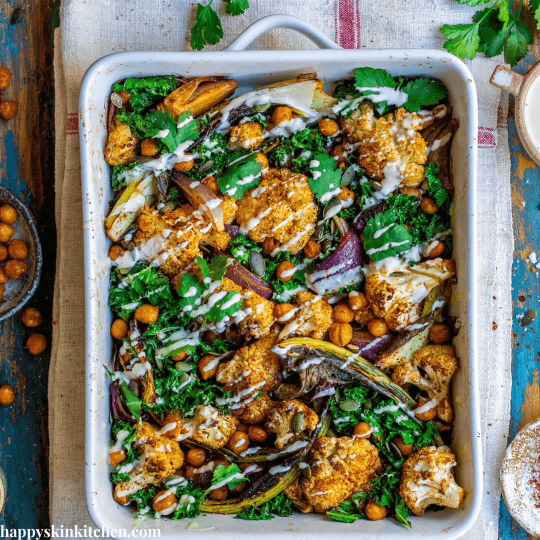 Roasted Cauliflower & Chickpea Tray Bake