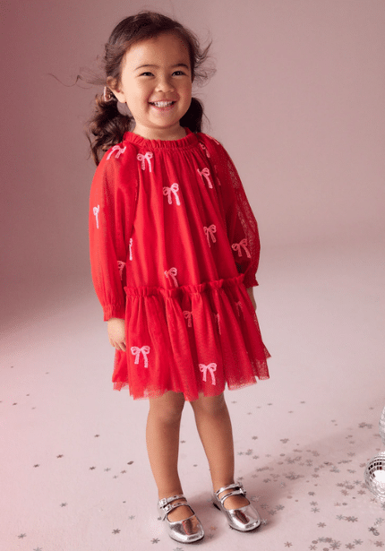 Red and Pink Bow Dress