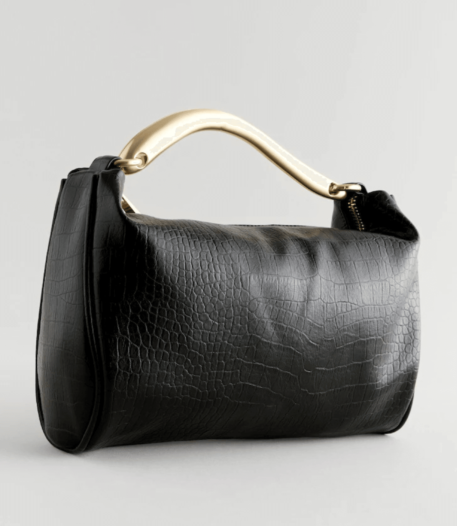 Black Croc Effect Handheld Bag