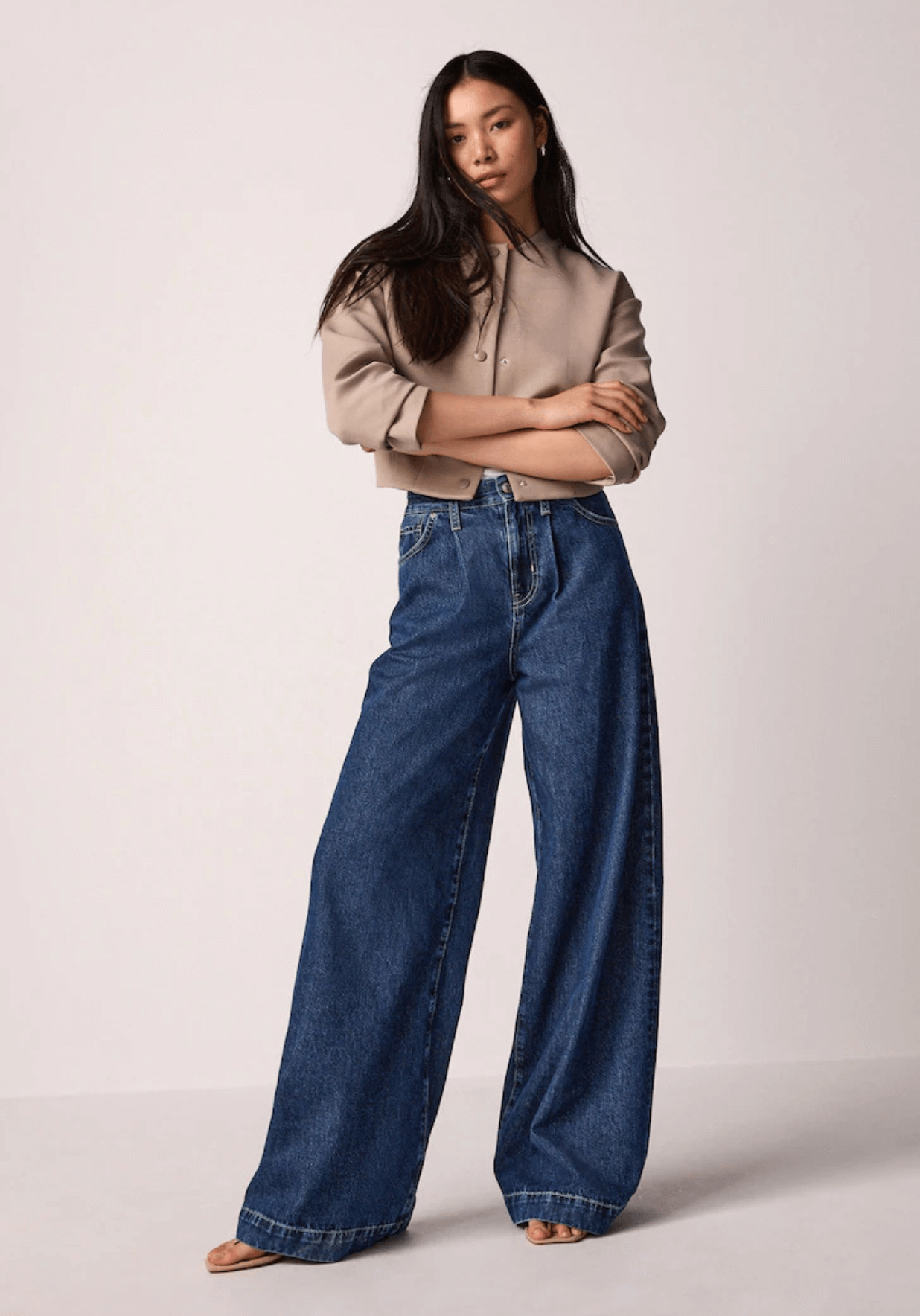 Palazzo Wide Leg Cotton Jeans