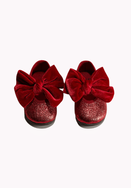 Velvet Bow Ballet Pumps