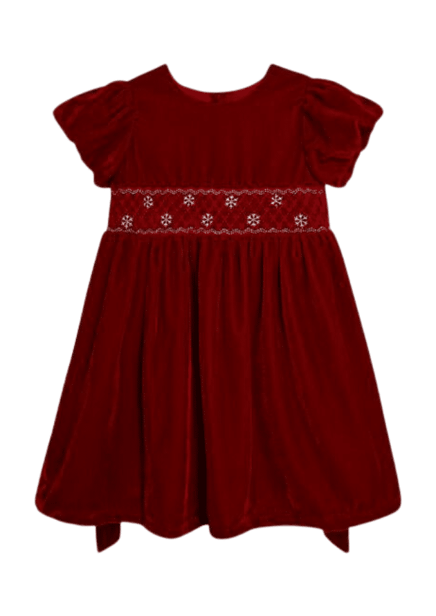 Smock Waist Velvet Party Dress