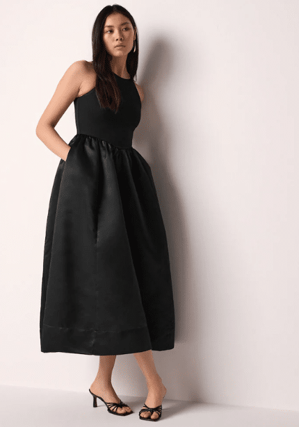 Black Satin Midi