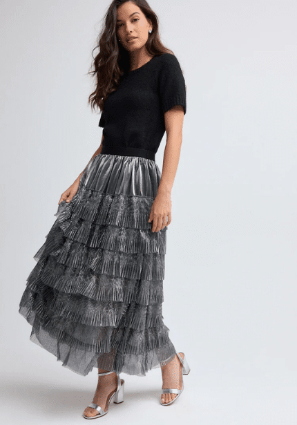 Mesh Tulle Midi Skirt