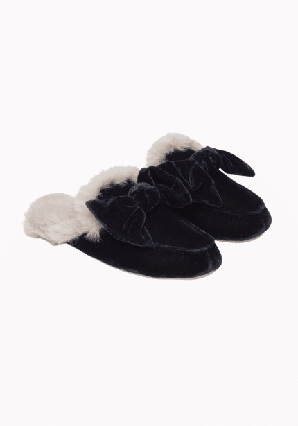 Velvet Bow Slippers